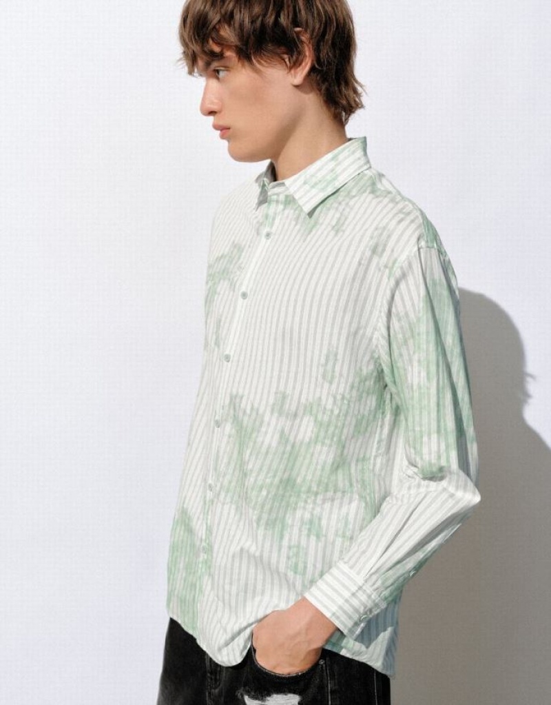 Urban Revivo ストライプ Button Up Loose シャツ メンズ カラー | 695024-XLQ