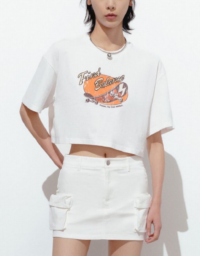 Urban Revivo グラフィック Loose Tシャツ レディース 白 | 172608-TPF