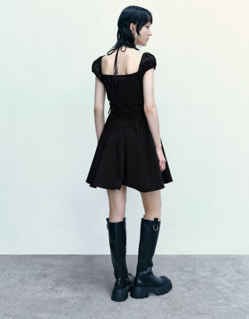 Urban Revivo ノースリーブ Off-Shoulder A-Line ワンピース レディース 黒 | 430859-INA