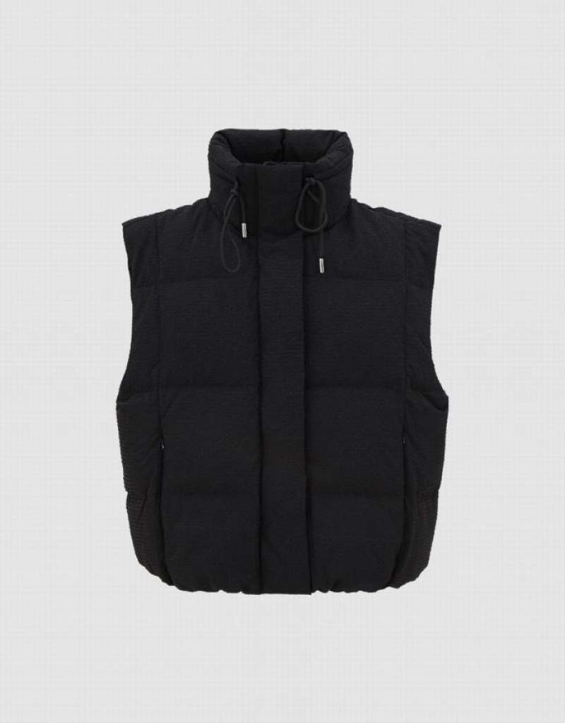 Urban Revivo 真っ直ぐ Puffer Waistcoat ダウンジャケット レディース 黒 | 781905-RAF