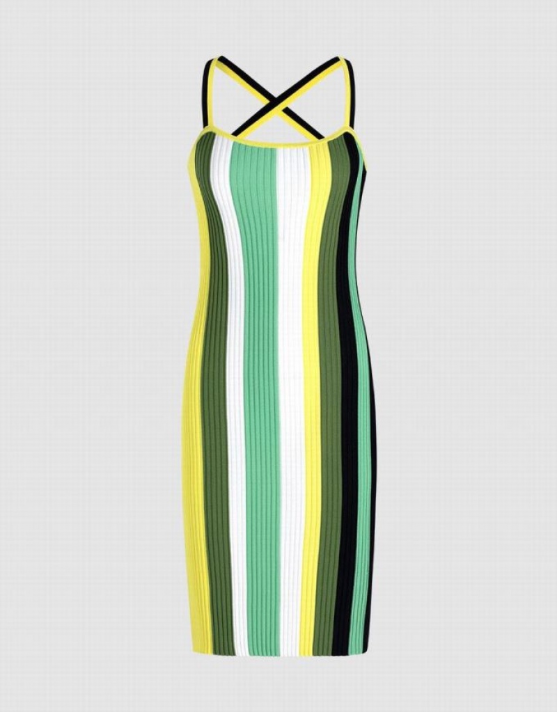 Urban Revivo ストライプ ノースリーブ Bodycon ニットワンピース レディース カラー | 697418-FXL